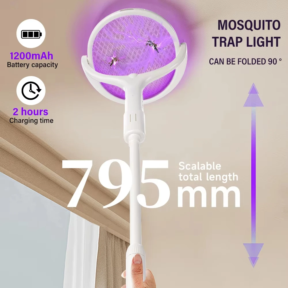 

3500V 6in1 Mosquito Killer Lamp Multicunctional Angle Adjustable Bug Zapper Electric USB Rechargeable Mosquito Fly Bat Swatter