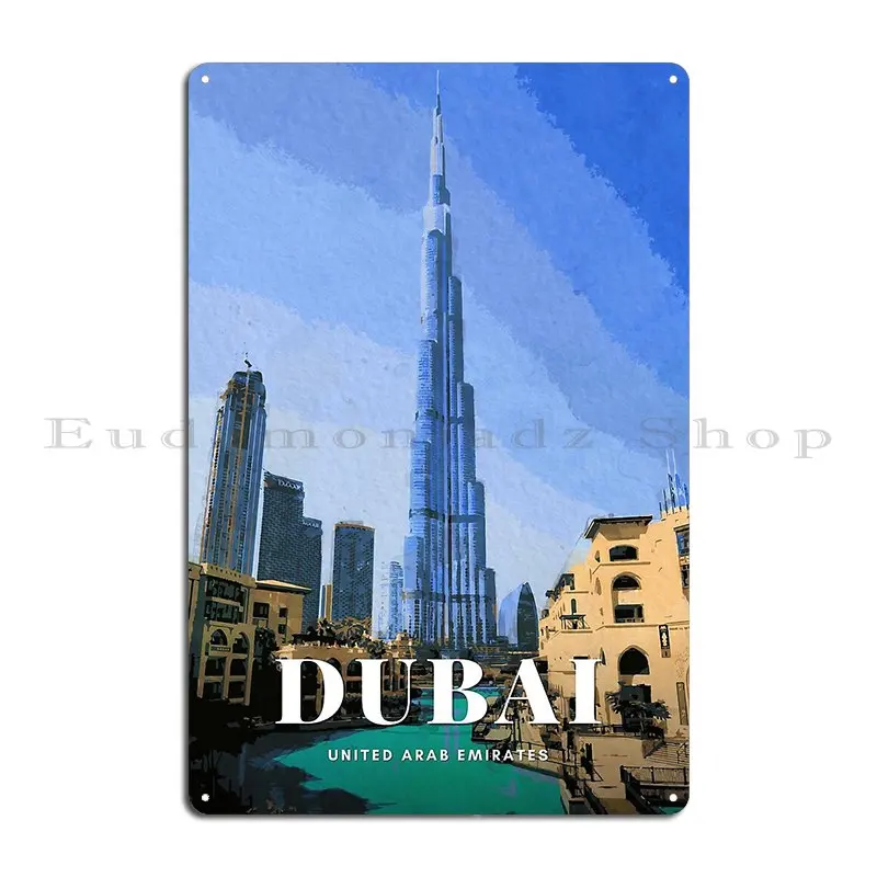 Burj Khalifa Dubai Mall Uae Metal Plaque Poster Wall Cave Cinema Kitchen Character Party Tin Sign Poster