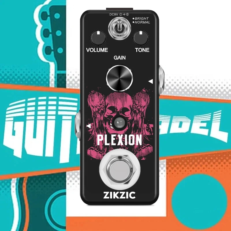 Distortion Guitar Pedal Plexion Effect Pedal for Guitar Bass Distortion Pedal with Bright Normal Modes, Plexion Tone Combined