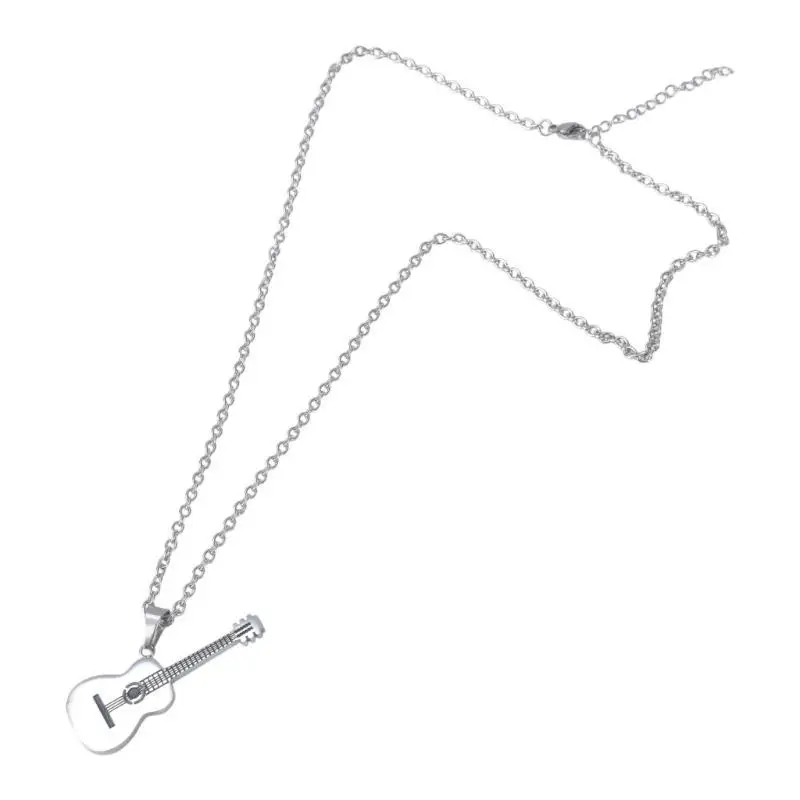 A52E Chain Pendant Guitar Instrument Stainless Steel Black/Gold/Silver Music Rock