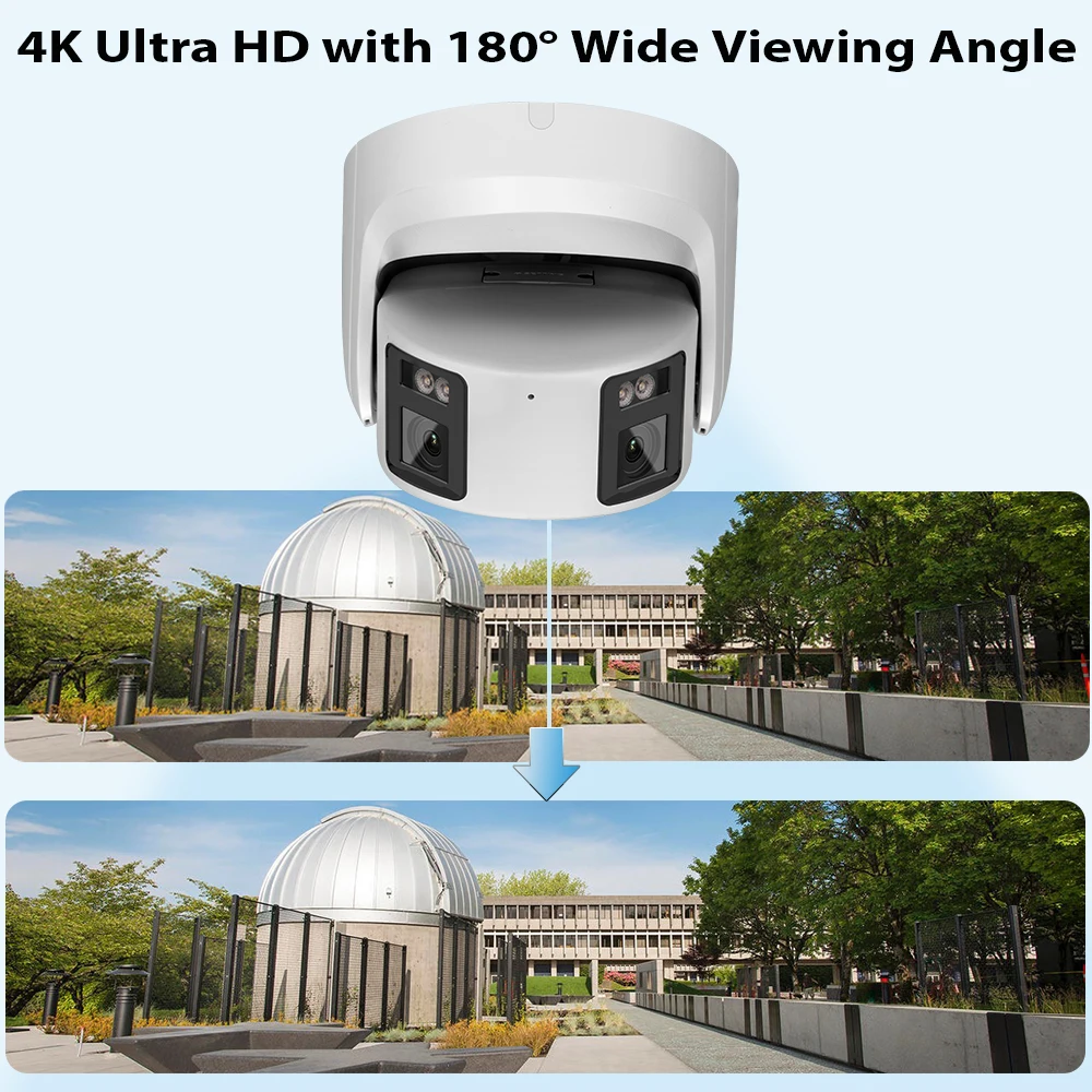 Vikylin 4K 8MP 180° Panoramic Security IP Camera For Hikvision DS-2CD2387G2P-LSU/SL ColorVu AcuSense Human Vehicle Detect Alarm