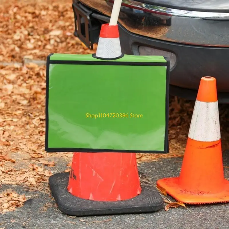 K0EA مخروط المرور غطاء للأكمام جيب قابل للفصل لـ 4 علامات ورقية متينة من قماش أكسفورد PVC تصميم مقاوم للطقس