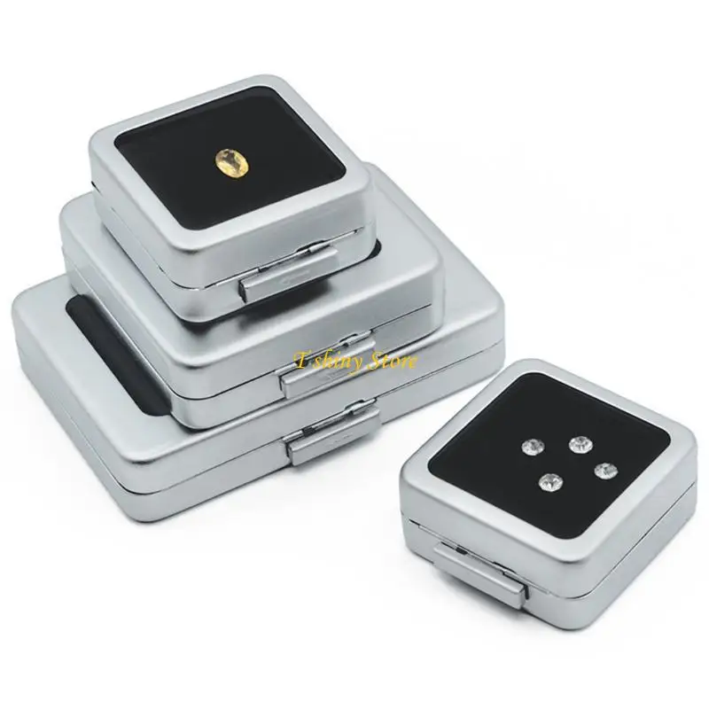 N58F Square Loose Diamond Display Package Box Metal Memory Sponge Stone Beads Pendant Holder