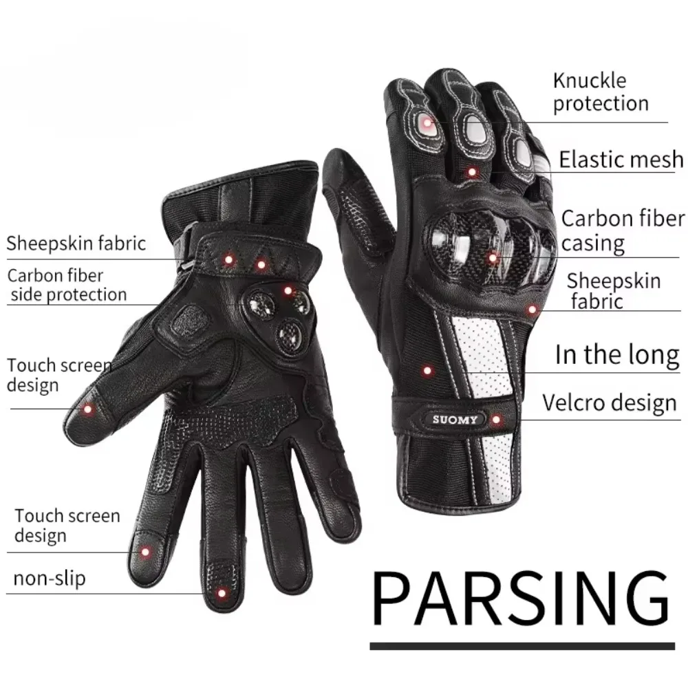 Lady Pink Motorcycle Gloves Women Goat Leather Motocross Racing Luvas Full Finger Scooter Bike Cycling Protective Gloves view 4