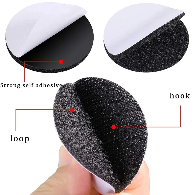 10pairs Black round Strong Self Adhesive Fastener Dots Stickers Sofa Mat Carpet Anti Slip Temperature Resistance Hook loop