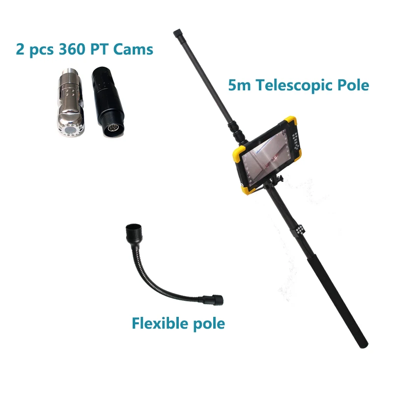 4K Life Detector with3pcs Replace Surveillance Camera  For Multiple Security Checking Wifi PTZ Telescopic Pole Inspection System