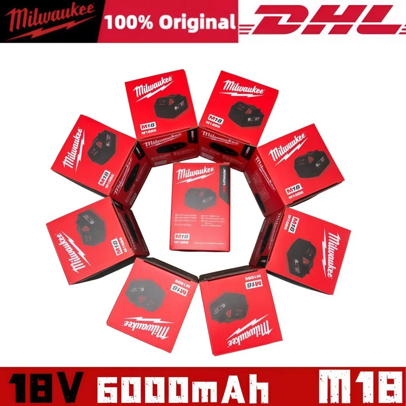 18V Battery Original Milwaukee M18B8 M18B9 6.0Ah 6000mAh, Fast Charging Compatible with Milwaukee Power Tools Milwaukee
