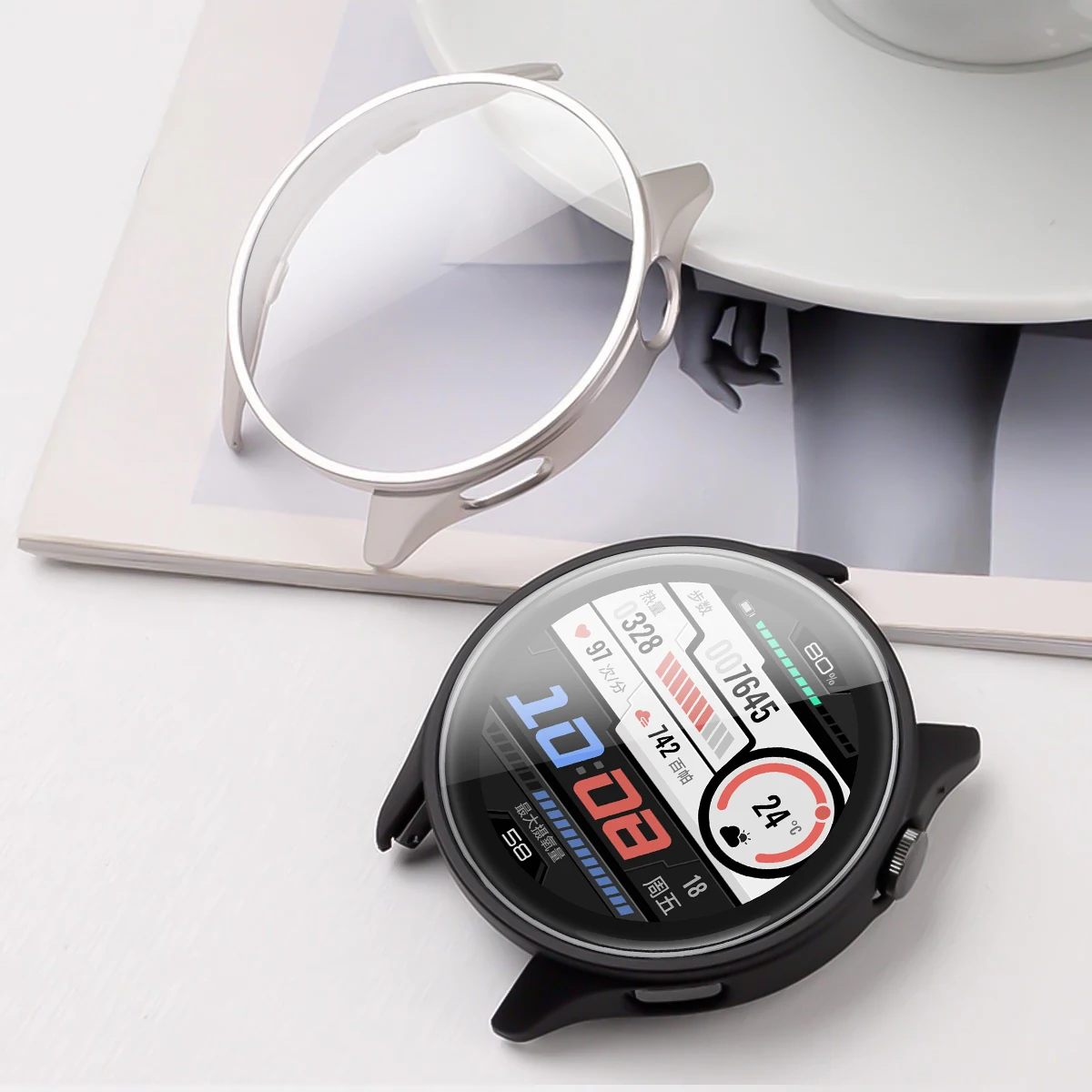 PC Case+Glass for Xiaomi Watch S5 Smart Screen Protector Anti-scratch Film Bumper Protective Cover for MI Watch S5 Accessories