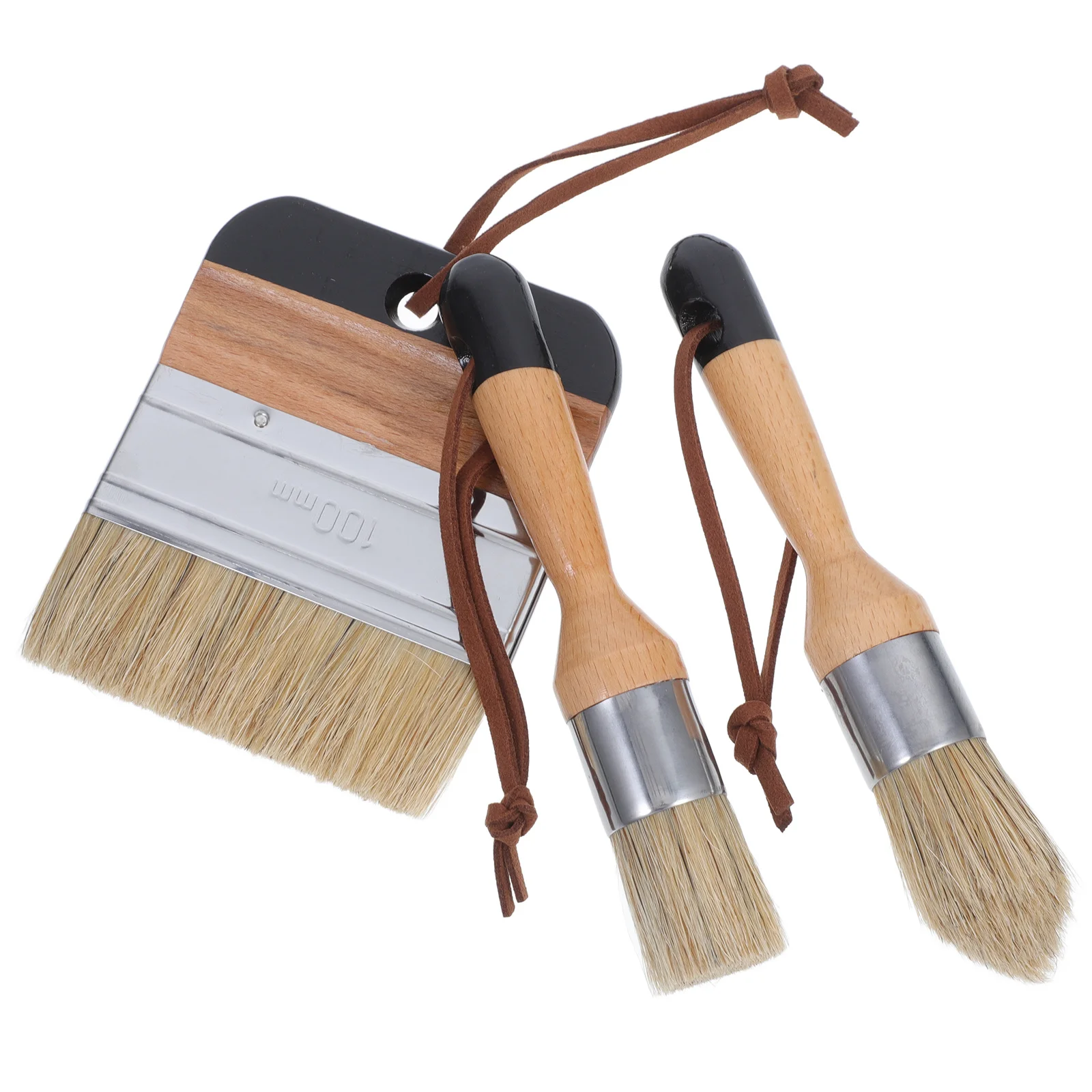 

Paint Brushes Set For Furniture Stencils Home Decor Flat Round Wood Handle Bristle Brush Art Painting Tools