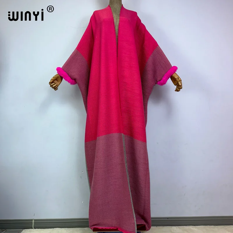 WINYI new winter coat Middle East kaftan Pleated dress elegant Africa Cardigan holiday cloak winter clothes women long down coat