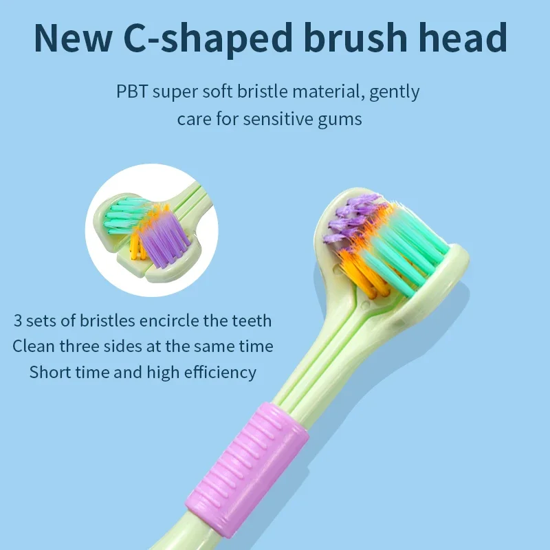 New Three-sided 360 Degree Soft Bristle Toothbrush Oral Care Safety Teeth Deep Cleaning Portable Travel Couple Dental Oral Care