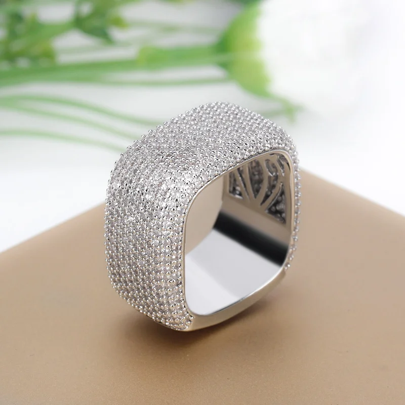 

JEWEL 2025 New Arrivals Romantic Big Square Rings Cubic Zirconia Full Crystal Pave AAA+ CZ For Women Wedding Party Gift