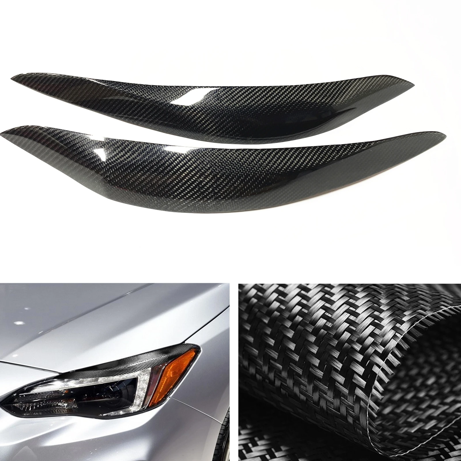 

Front Head Light Lamp Cover Trim Brow For Subaru Impreza 11th 2015-2020 Carbon Fiber Headlight Eyelid Headlamp Eyebrow Sticker