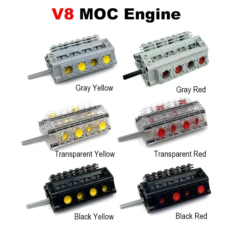 MOC Engine Cylinder Model V2 V4 V6 V8 V10 V12 Creative Technical Parts Kit for High-tech Car DIY Building Blocks Educational Toy