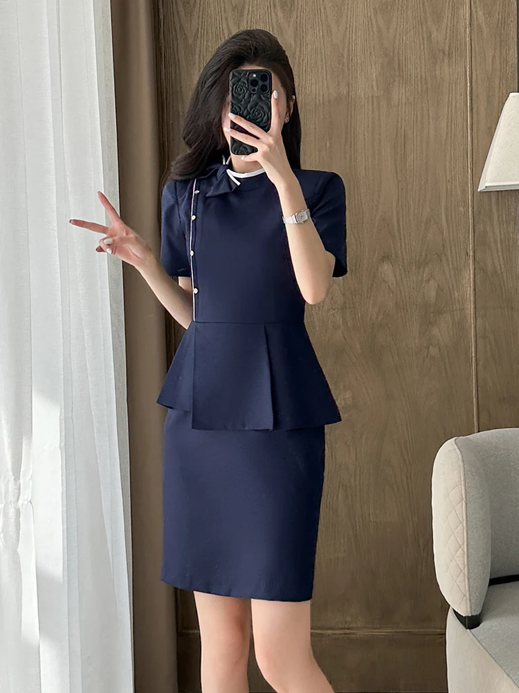 High-End Women's Summer Suit Set Professional Jewelry Store Front Desk Reception Workwear Beauty Salon Uniform Commute Style ...