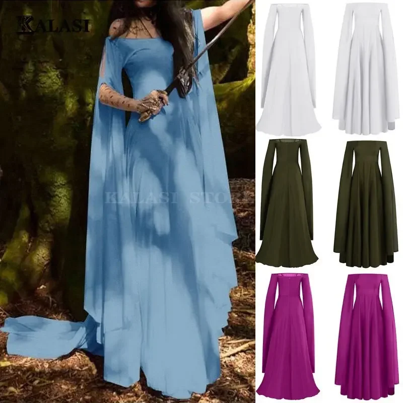 Vestido fino renascentista medieval para mulheres, traje de Halloween do carnaval, cosplay do festival, vestido de festa, plus size S-5XL