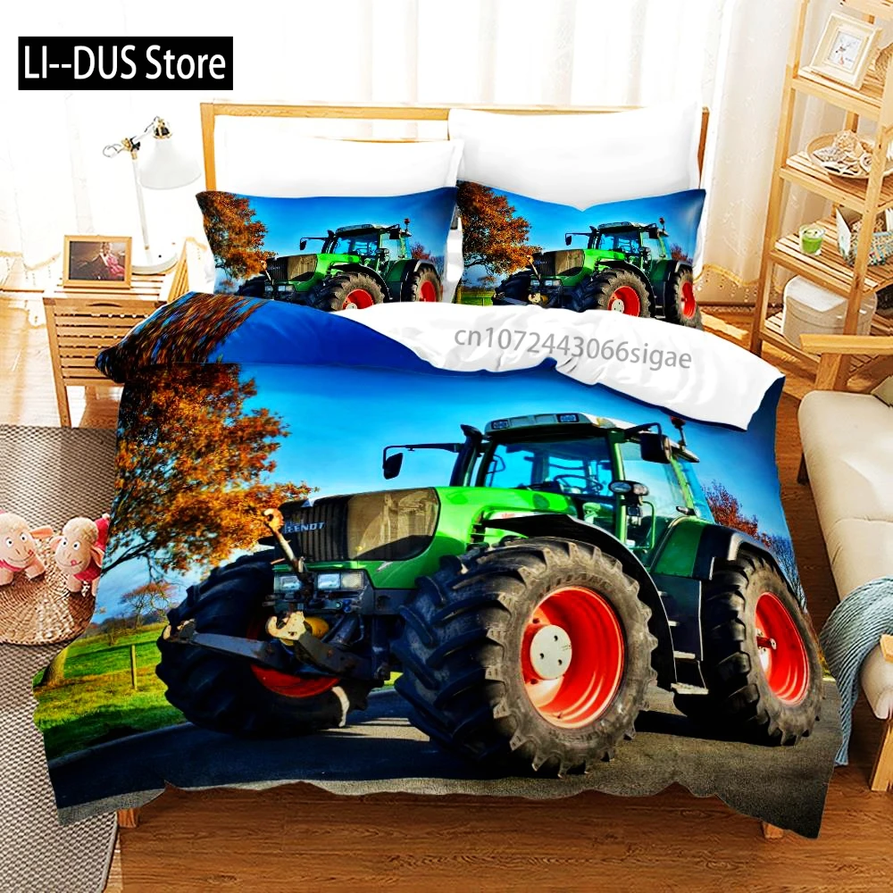 Tractor Bedding Set Bedspread Single Twin Full Queen King Size Sports Bed Set Aldult Bedroom Duvetcover 2 Kids ropa de cama