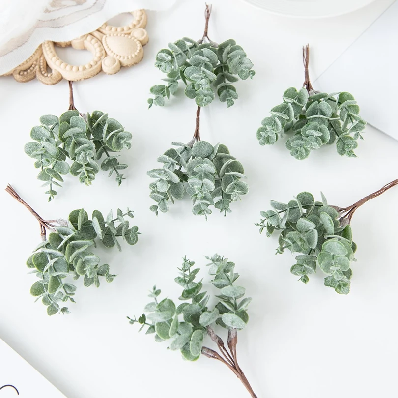 

Artificial Eucalyptus Leaves Plastic Fake Plant Home Room Table Outdoor Garden Wedding Bridal Bouquet Wreath DIY Gift Box Decor