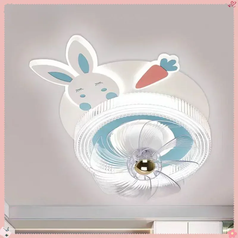 SANDYHA Cartoon Ceiling Fan Light New Animal Shaking Eye Protection LED Lights Living Room Home Decor Bedroom Lighting Fixtures