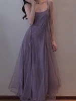 Slimming Effect Purple Mesh Ankle-Length Dress Women's plus Size Strapless Gown Korean Style High Waist A-Line Skirt - Image 4