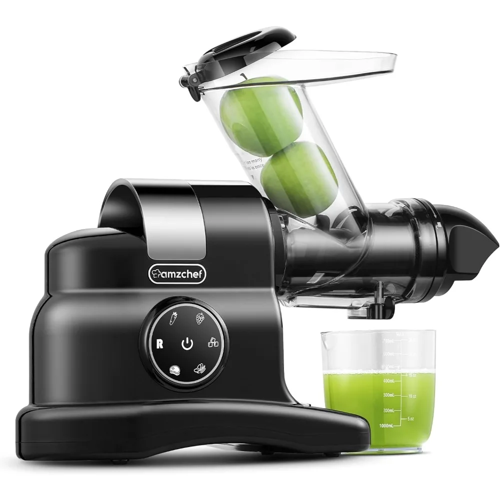 

3" Wide Dual Feed Chute Slow juicer, High Nutrition Juicer Slow Masticating with 2-Speed Modes & Reverse Function (Black)