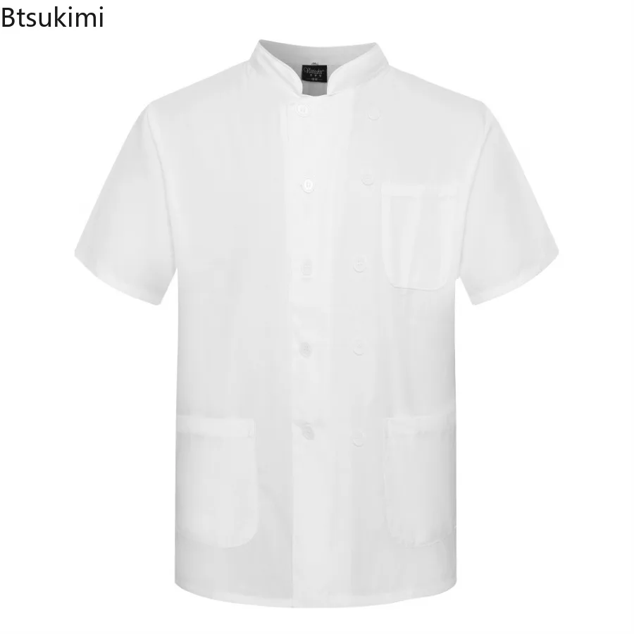 

2025 New Kitchen Chef Workwear Men's Chef Uniform Short Sleeved Thin Summer Breathable Long Sleeved High-end Head Chef Clothing