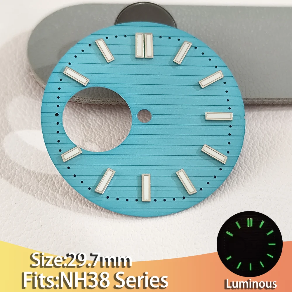 29.7mm Watch Dial Suitable for NH 38 Movement C3 Green Luminous Men's Watches Dials Accessories Parts Can DIY Custom logo  ﻿