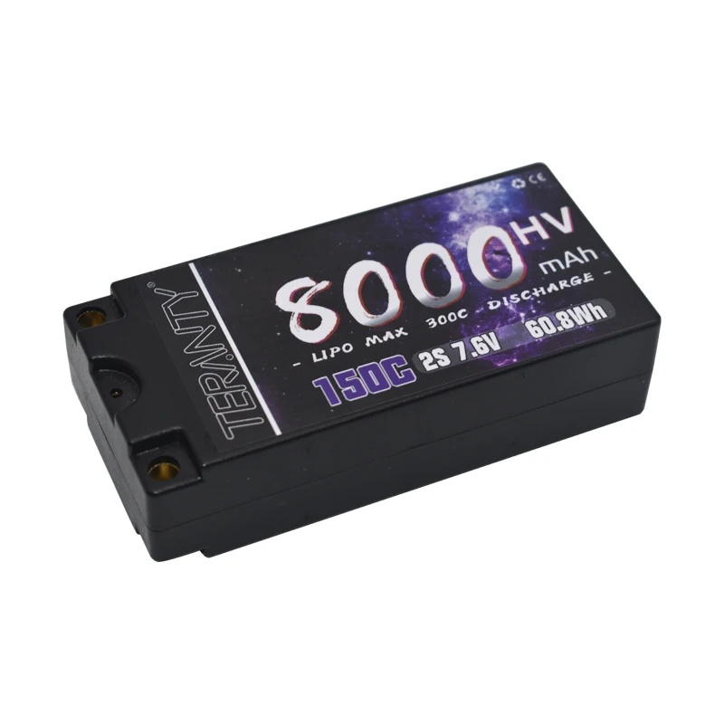 Teranty 8000mAh 7.6V 2S Shorty Battery 150/300C RC Lipo Battery For Car Truck Boat 7.6V Battery With 5mm Bullet Deans Ultra Plug