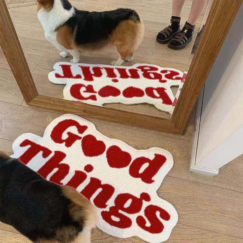Living Room Rug Soft Imitation Cashmere Comfortable Carpet  Modern Style Letter Bedroom Fluffy Plush Floor Mat Home Decor Rugs