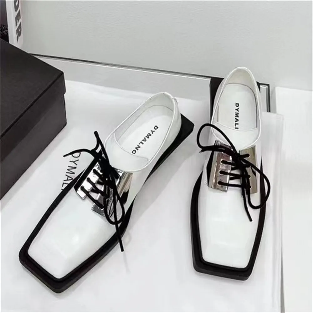 MILI-MIYA New Arrival Brand Design Women Cow Leather Lace Up Pumps Fashion Square Toe Solid Color Think Heels Hand For Ladies