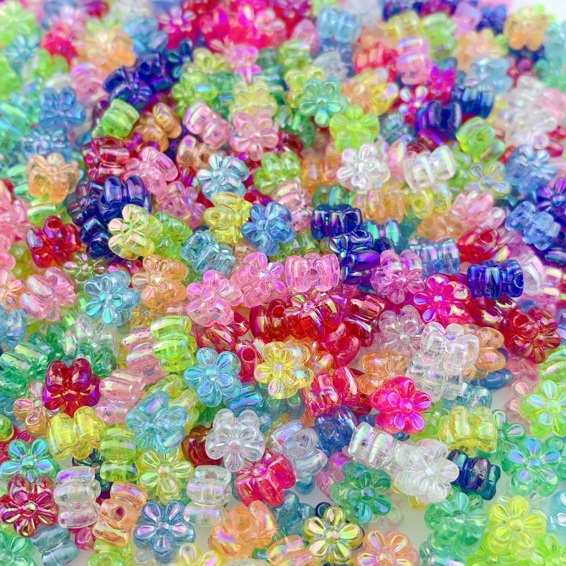 220pcs 7mm , Multicolor AB Plum Blossom Charms for DIY Jewelry Making - Ideal for Earrings & Necklaces Crafting Supplies
