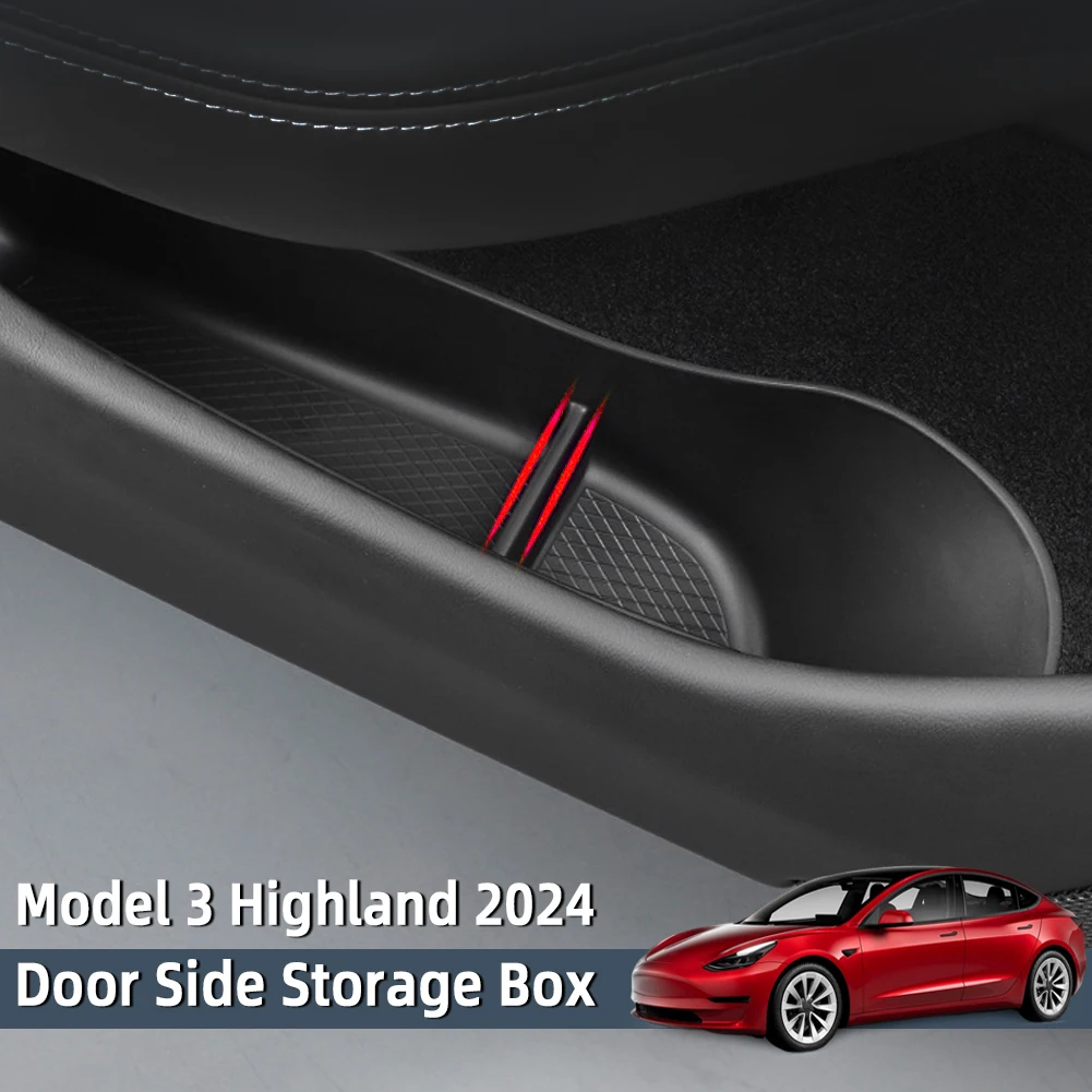 New Car Door Side Storage Box 4PCS Front Rear Door Armrest Umbrella Trash Can for Tesla New Model 3+ Highland 2024 Accessories