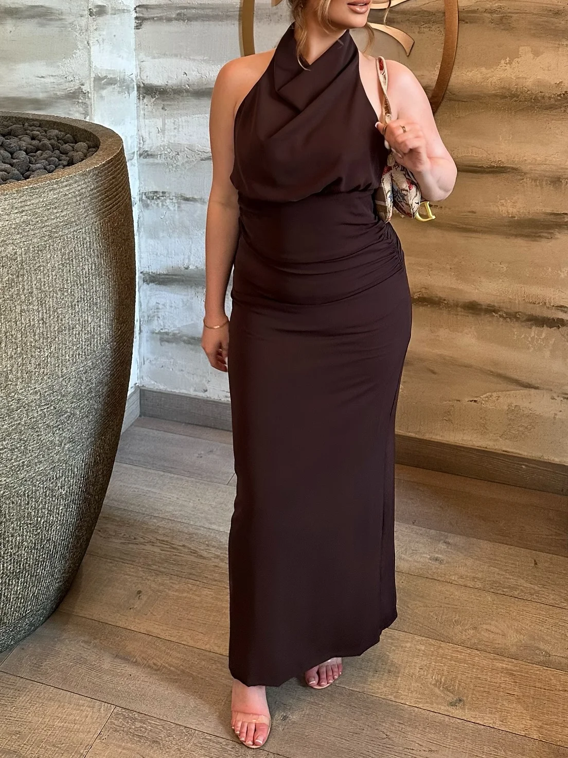 Ladies Elegant Charming Slim Backless Dress Halter Neck Long Dress New Fashion Summer 2025 Beach Holiday Party Ladies Dress - Image 5