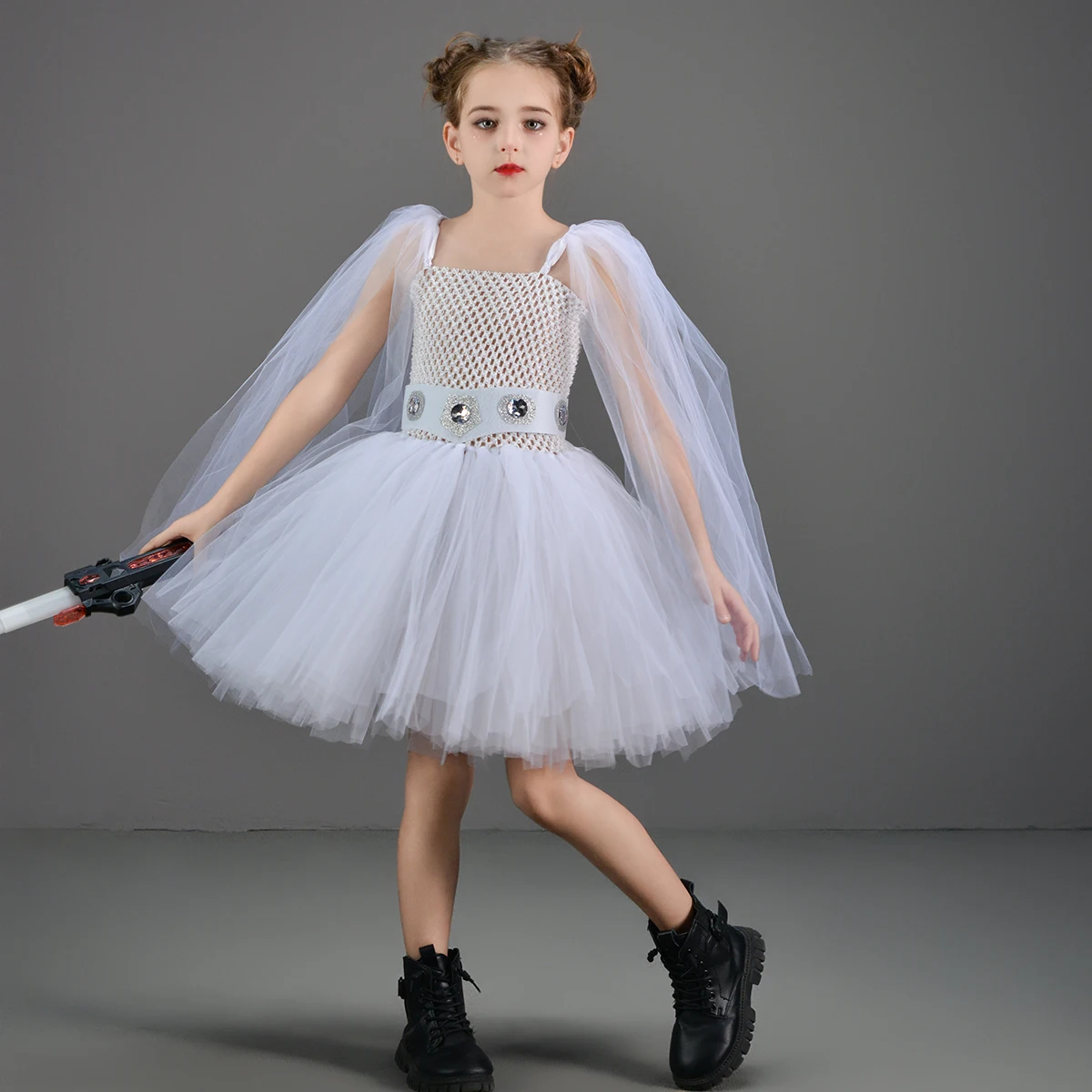 Disguise Princess Leia Costume for Girls Halloween Fancy Tutu Dress Kids Birthday Party Cosplay Dress Up Outfit Leia Clothing