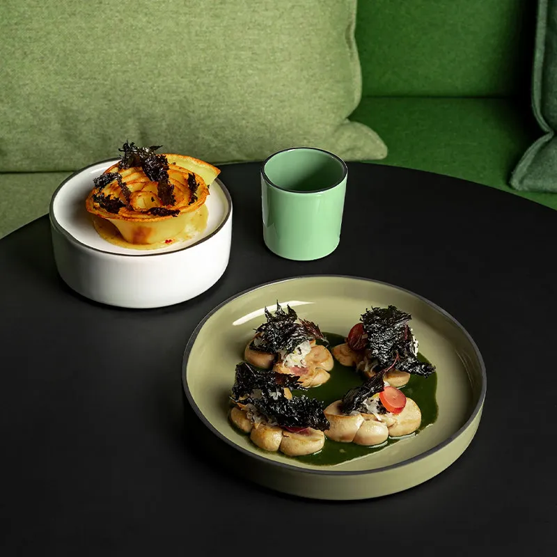 One-person tableware bowl set 3-piece ceramic breakfast plate salad bowl household soup plate