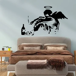Banksy Fallen Angel Graffiti Wall Decals Vinyl Home Decoration Kids Room Boys Bedroom Nursery Stickers Removable Wallpaper G117