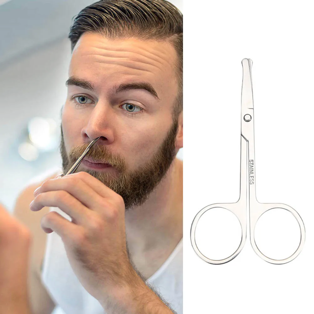 

4Pcs Nose Hair Scissors Eyebrow Mustache Grooming Tools Compact Stainless Steel Facial Hair Trimmer Round Head Small Scissors