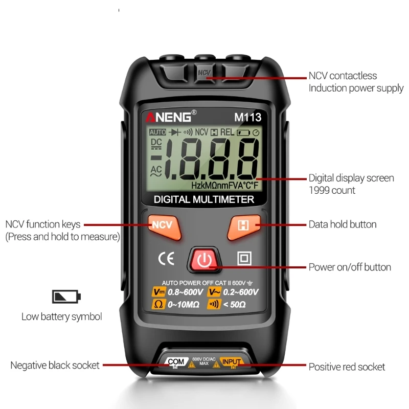 M113 Multimeter Tester Pen Voltage Detector Automatic Tester Capacitance Electric Electrician Tool Measure Current Meter