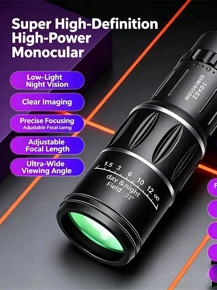 AliExpress NONE 16*52 HD Monocular Zoom Large Aperture Telescope Low-light Night Vision Field Glasses Birdwatching Hunting Travel Hiking Cycling