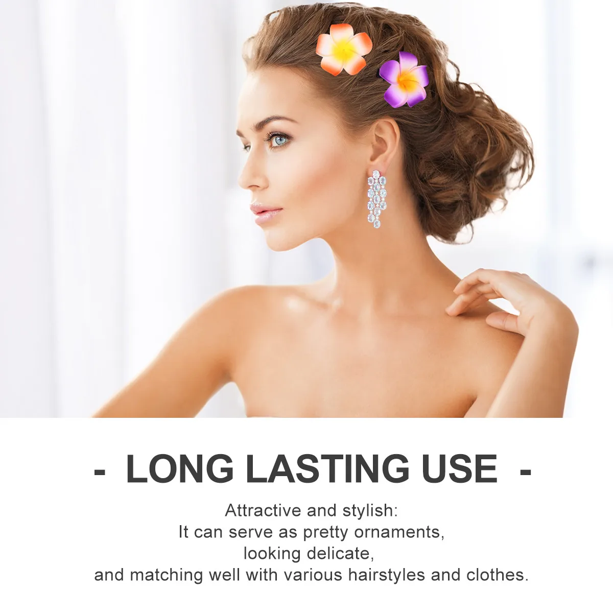 

Hawaiian Flower Clips Artificial Flower Hairpin Accessories For Women Purple Green Blue Party Daily Wear Plumeria Hair Clip