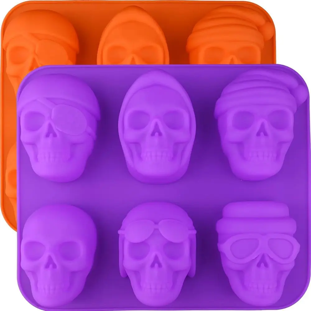 3D Soap Silicone Mold 2-piece Set Halloween Chocolate Mold Ice Cube Trays Molds Suitable for Cookery Cake Bg and DIY Resin Craft