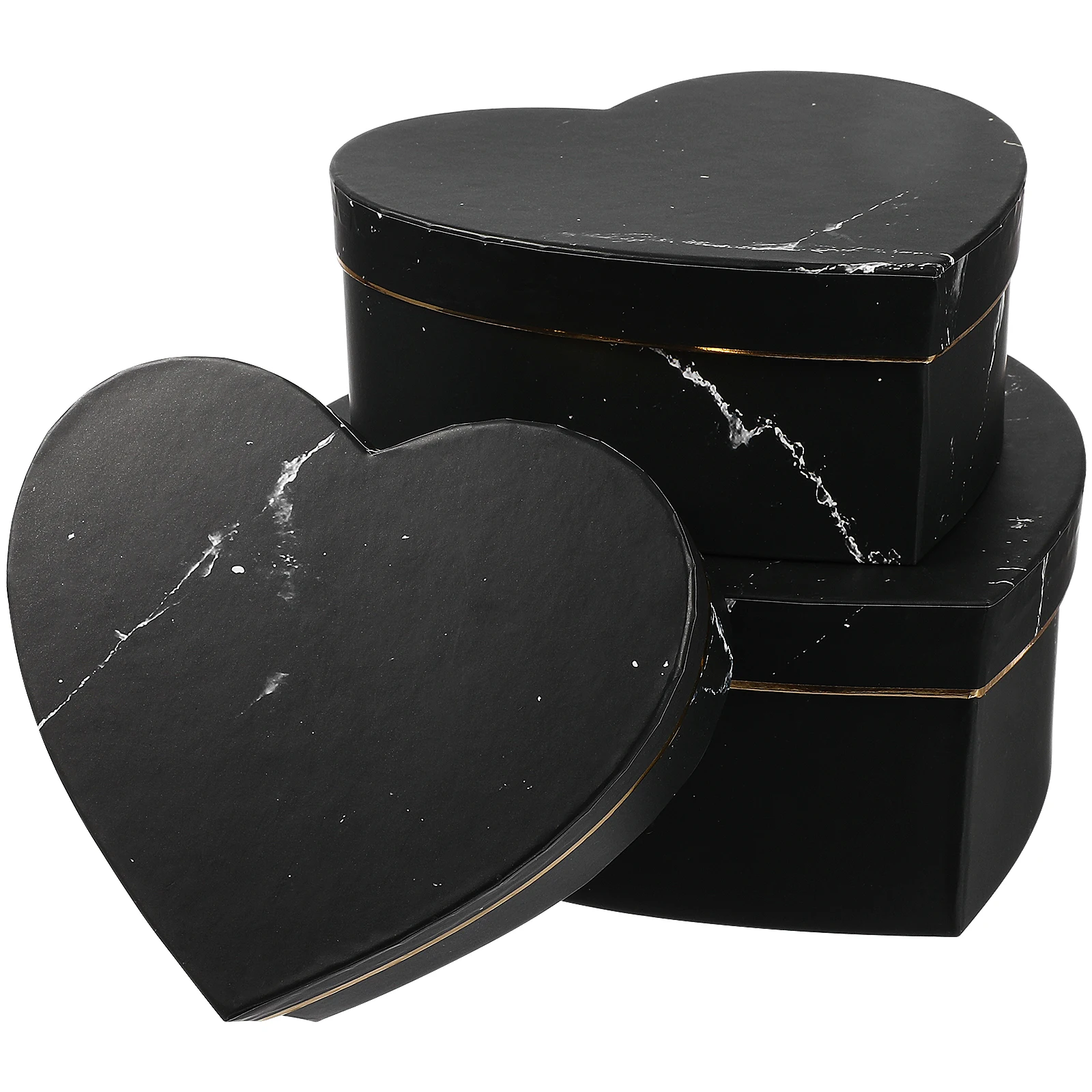 

3 Pcs Heart shaped Gift Boxes Black Baby Paper Storage Containers for Wedding Birthday Party Valentine Candy Packaging