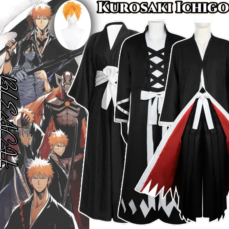 

Kurosaki Ichigo Anime Caricatures Cosplay Costume Clothes Wig Uniform Cosplay BLOOD WARFARE Surrogate Death Battle Kimono