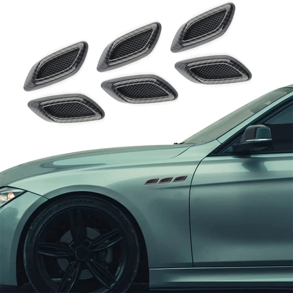 

6pcs Car Fender Intake Trim Universal Auto Air Flow Bumper Side Vent Decal Scoop Hood Spolier Door Carbon Fiber ABS Sticker