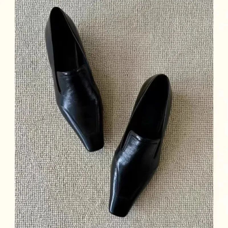 Retro Square Toe Deep Mouth Slip-on Low Heel Women's Shoes Summer New Soft Sole Single Shoes