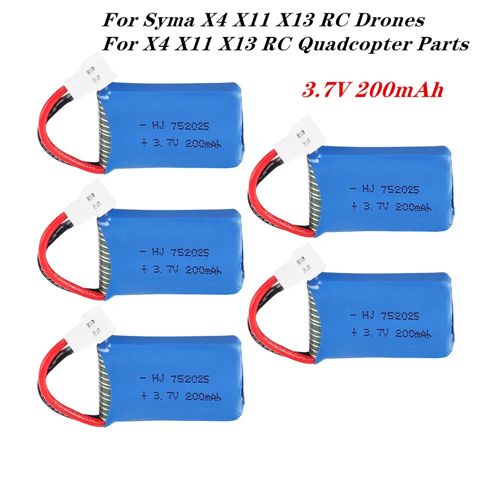 

3/4/5/10/20 шт. 3,7 в 200 мАч 752025 литий-полимерный аккумулятор для Syma X4 X11 X13 вертолет с дистанционным управлением 3,7 в литий-полимерная батарея модель самолета