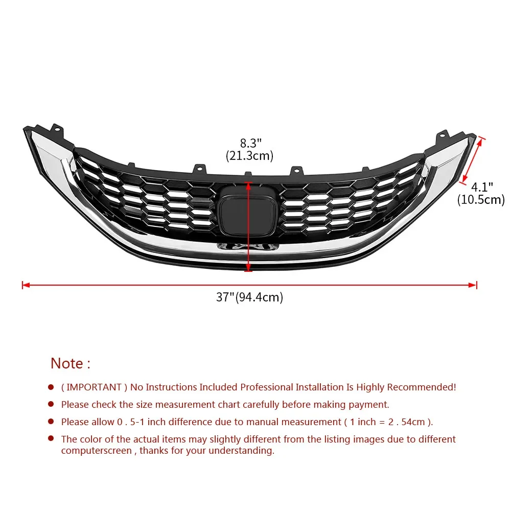 

Решетка для 2013-2015 Honda Civic Sedan 71121TR3A01 HO1200216 (решетка) 71122TR3A01 HO1202109 (молдинг) Бампер Гриль