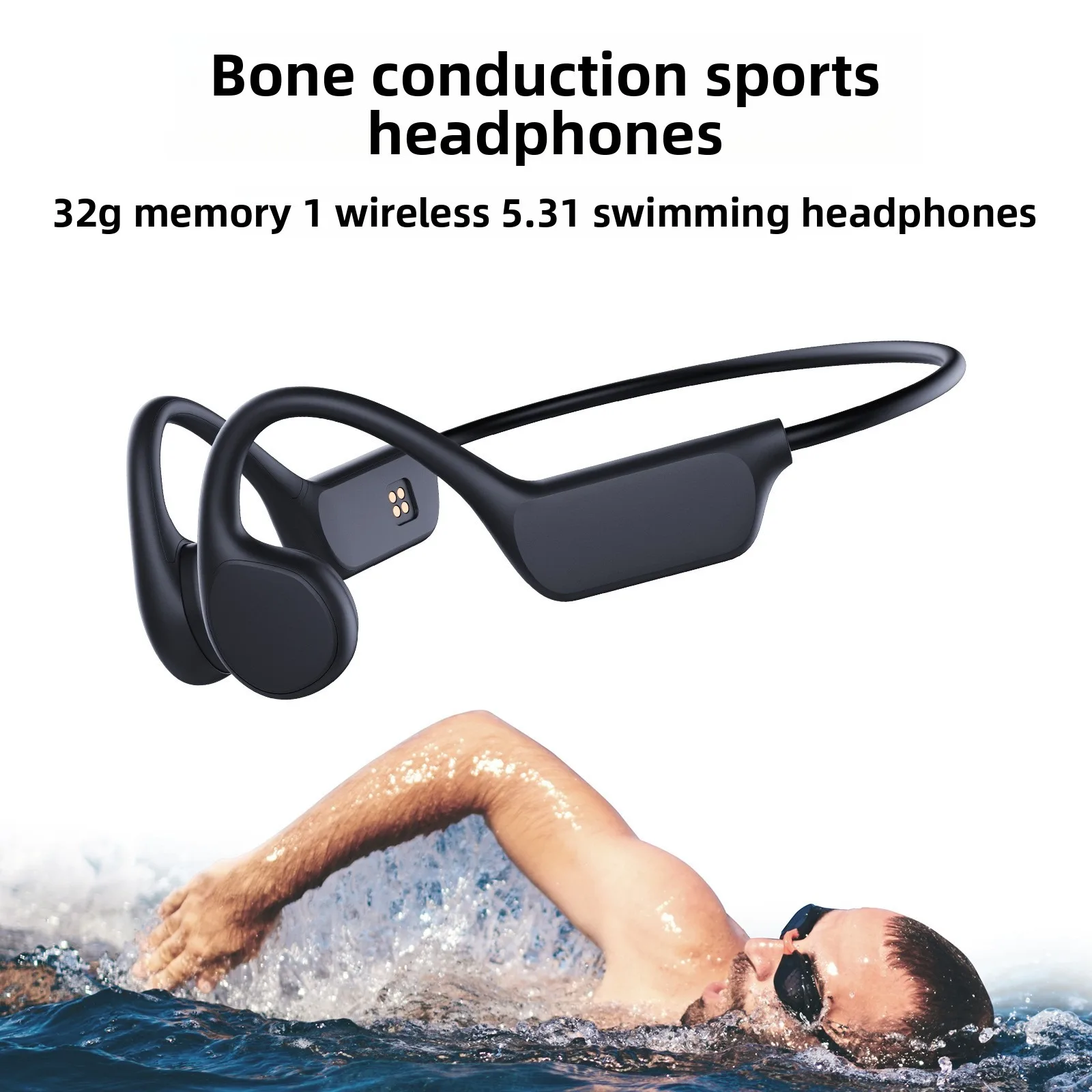 

Swimming Headphones with 32GB Memory, Long Battery Life, Bone Conduction Wireless Bluetooth Headphones