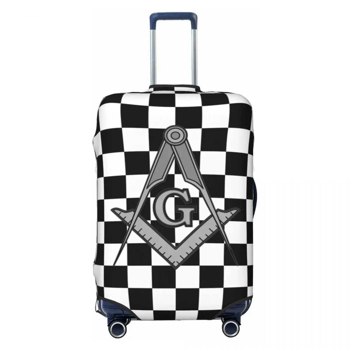 

Custom Freemason Square And Compass Masonic Travel Luggage Cover Elastic Mason Suitcase Cover Protector Fit 18-32 Inch