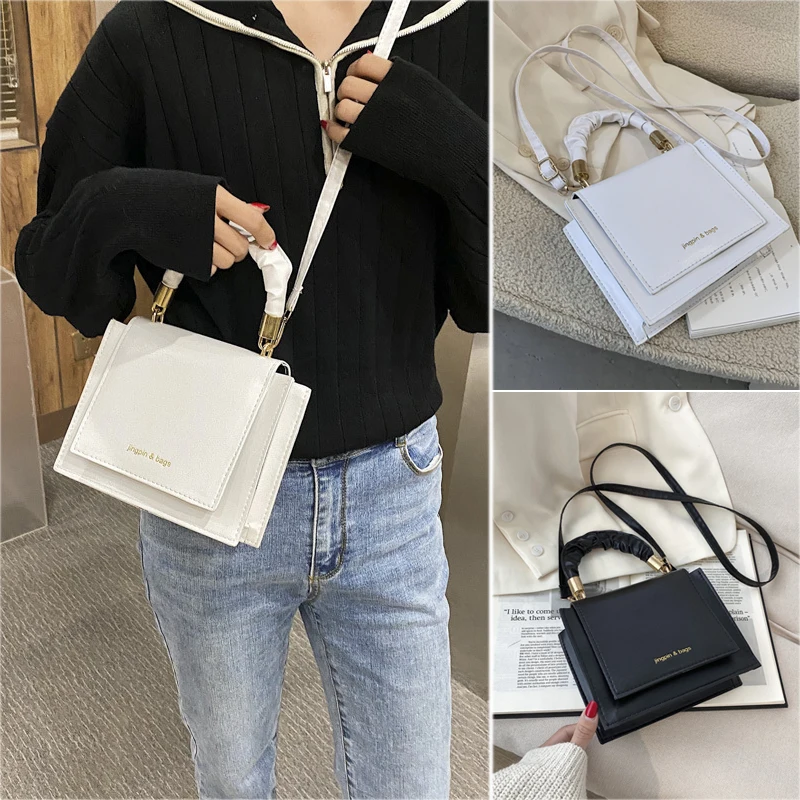 2023 New Women's Square Crossbody Bag Retro PU Shoulder Purse with Magnetic Lock Diagonal Bag Solid Fashion Simple Messenger Bag